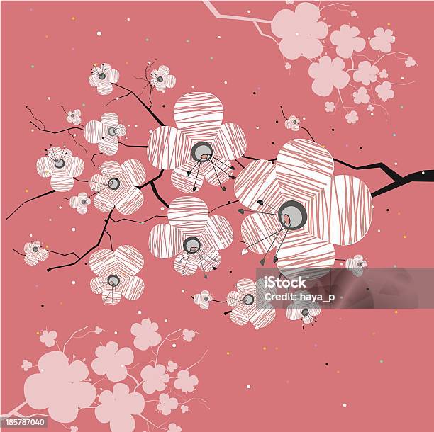 Ilustración de Sakura La Branch Fondo Rosa y más Vectores Libres de Derechos de Flor de la ciruela - Flor de la ciruela, Ilustración, Anticuado