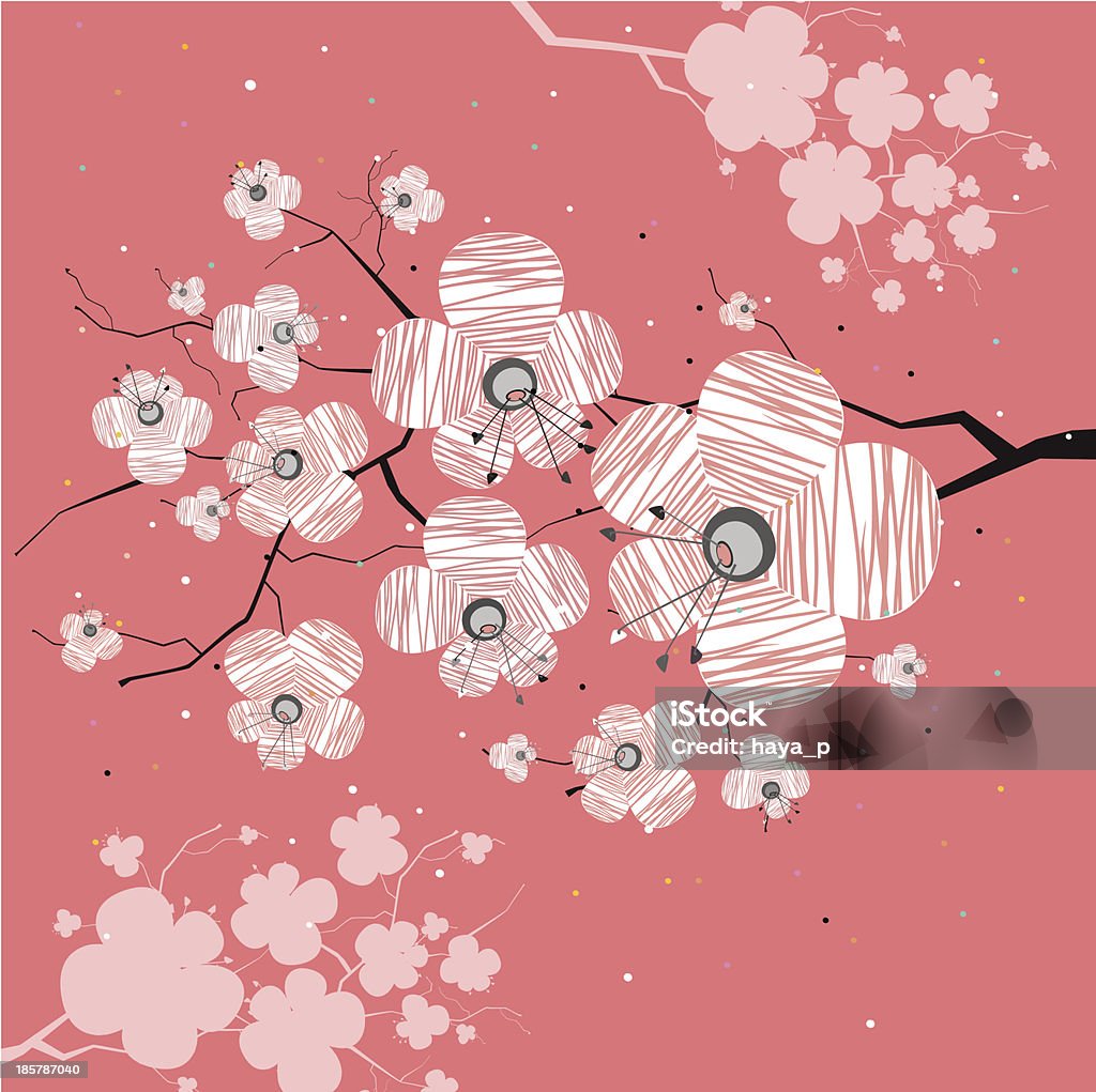 Ramo di Sakura Rosa sfondo - arte vettoriale royalty-free di Fiore di prugno
