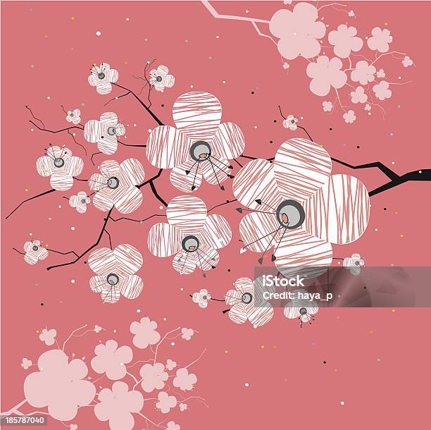 Ramo Di Sakura Rosa Sfondo - Immagini vettoriali stock e altre immagini di Fiore di prugno - Fiore di prugno, Illustrazione, Aiuola