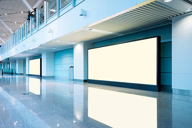 istock Interior of an empty airport with blank billboards 185789038