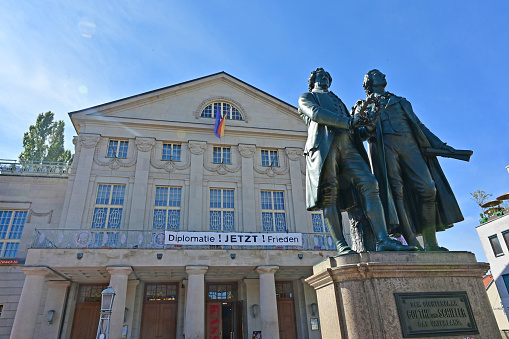 Monument to famous Polish scientist Nicolaus Copernicus. View of Nicolas Copernicus in Warsaw, Poland