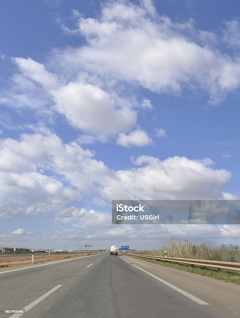 Highway A31 Spain Europe Highway A31 Spain Europe with truck on the road Blue Stock Photo