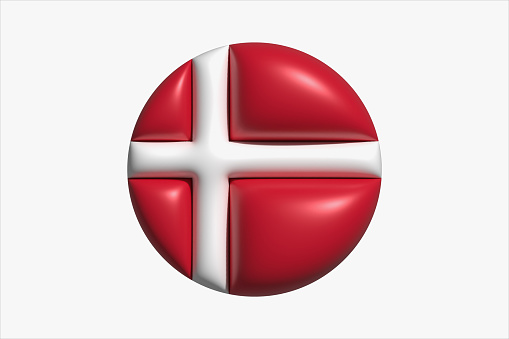 Объёмный круглый  флаг Дании.