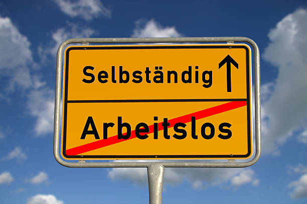 istock German road sign unemployed and self-employed 185794348