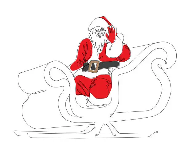 Vector illustration of Santa Claus  Continuous Line Drawing with Editable Stroke