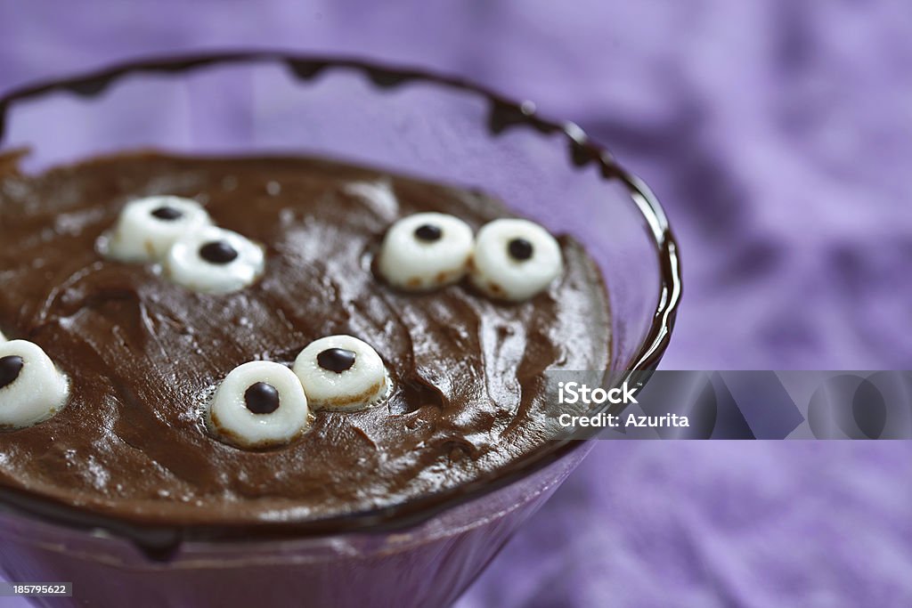 Chocolate pudding with marshmallow for Halloween Animal Body Part Stock Photo