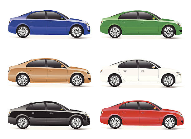 ilustrações de stock, clip art, desenhos animados e ícones de coleção de carros vetor - car isolated three dimensional shape white background