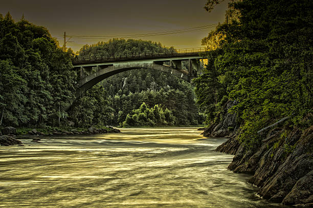 HDR bridge over river stock photo