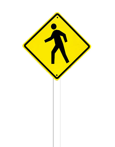 istock Pedestrian traffic warning sign on a white background 185796276