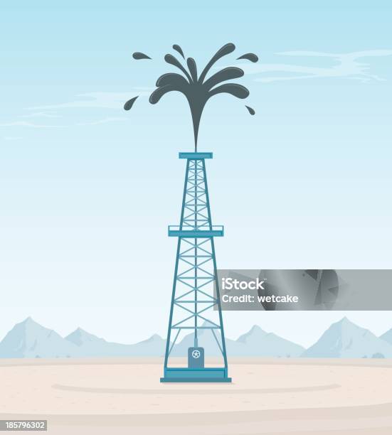 Gusher Stock Illustration - Download Image Now - Crude Oil, Black Color, Desert Area