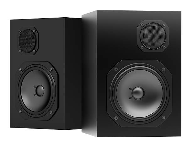 istock two black audio speakers isolated on white background 185797719
