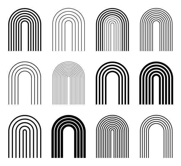 illustrazioni stock, clip art, cartoni animati e icone di tendenza di vector elementi di design - arco architettura