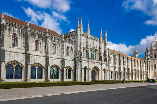 Exterior of the Jeronimos monastery or Hieronymites monastery, Lisbon, Portugal