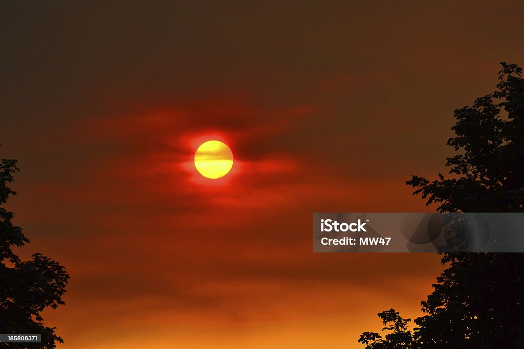 Rouge coucher de soleil voilé - Photo de Allumer libre de droits