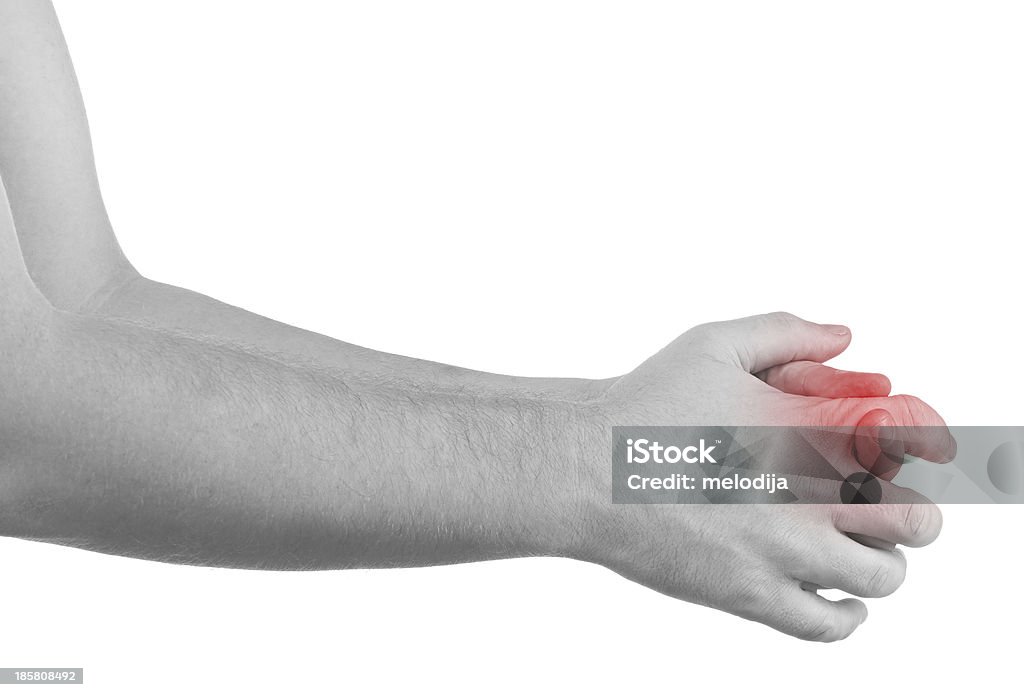 Dolor en un hombre de dedo - Foto de stock de Anatomía libre de derechos