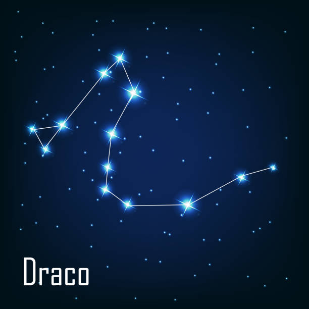 kuvapankkikuvitukset aiheesta tähtikuvio "draco" tähti yötaivaalla. vektori illustr - draco constellation