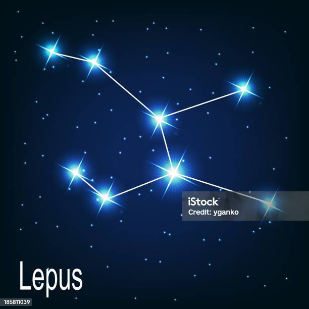 Gwiazdozbiór Lepus Gwiazdy W Noc Niebo Wektor Illustra - Stockowe grafiki wektorowe i więcej obrazów Abstrakcja