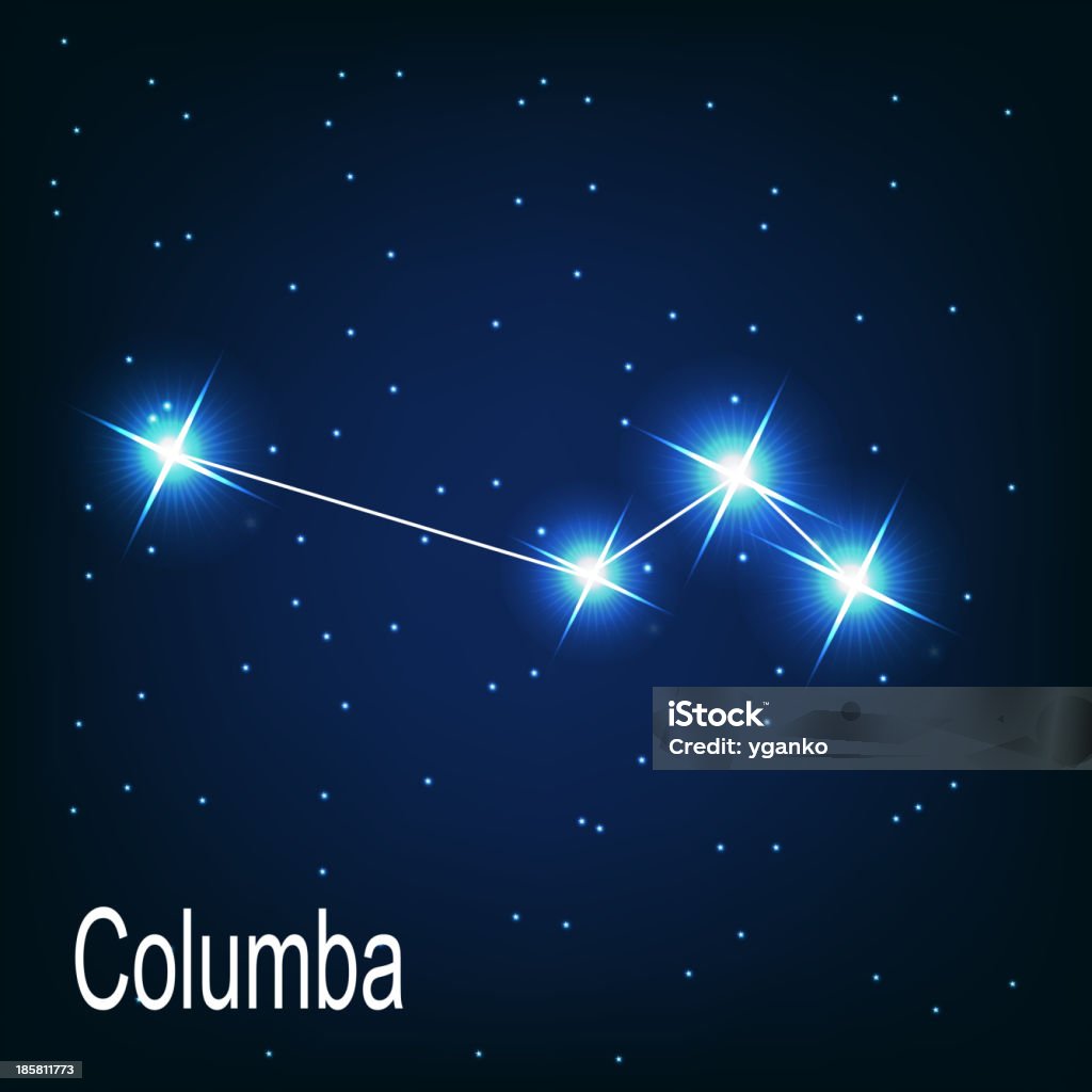 Constelación "Columba" estrella en el cielo nocturno.  Vector illust - arte vectorial de Abstracto libre de derechos