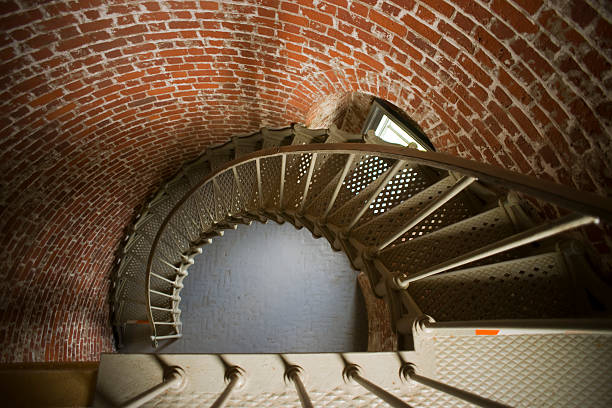istock Spiral Staircase Historic Lighthouse Interior Architecture Brick 185811880