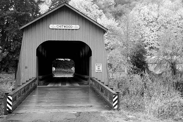 istock Black and White Chitwood Covered Bridge Lincoln County Oregon US 185811901