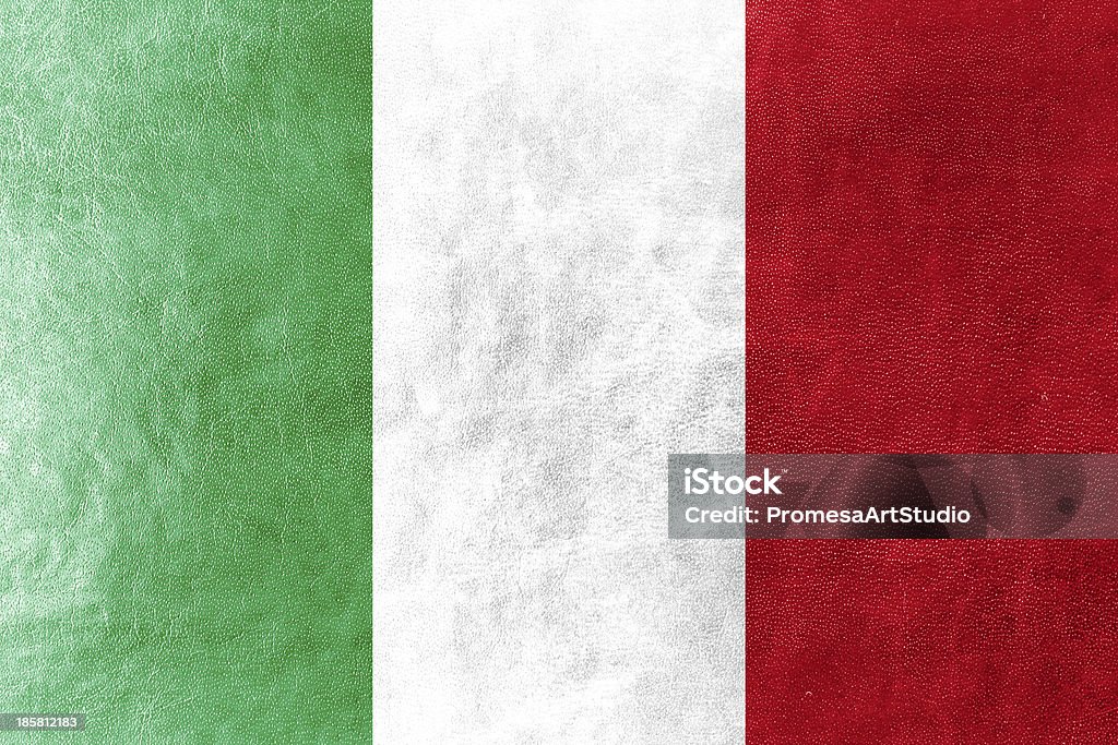 Włochy flagę malowane na skóra tekstura płótna - Zbiór zdjęć royalty-free (Antyczny)