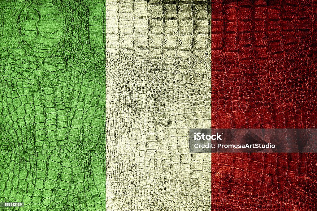 Bandiera italiana dipinta su texture di lusso coccodrillo - Foto stock royalty-free di Affari