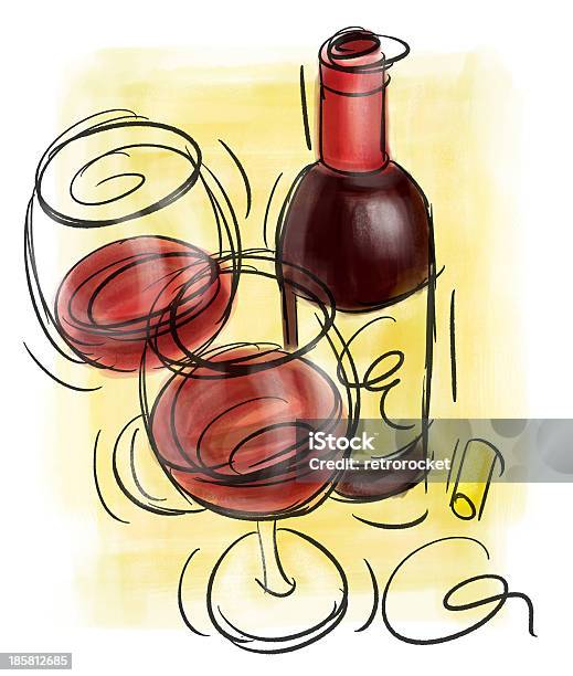 와인 1병 및 글라스잔 0명에 대한 스톡 벡터 아트 및 기타 이미지 - 0명, 낙서-드로잉, 낙서-패턴