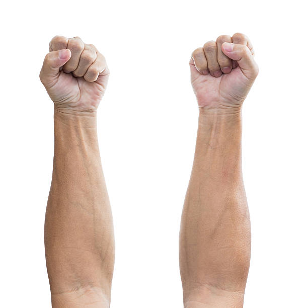 istock Man fist hands, isolated on a white background 185812948