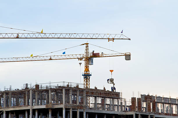 istock crane on construction site at Thailand 185815389