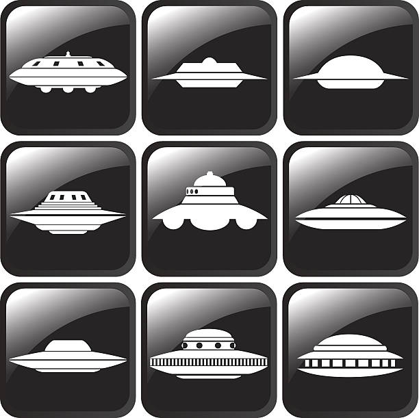 Ufos Buttons vector art illustration