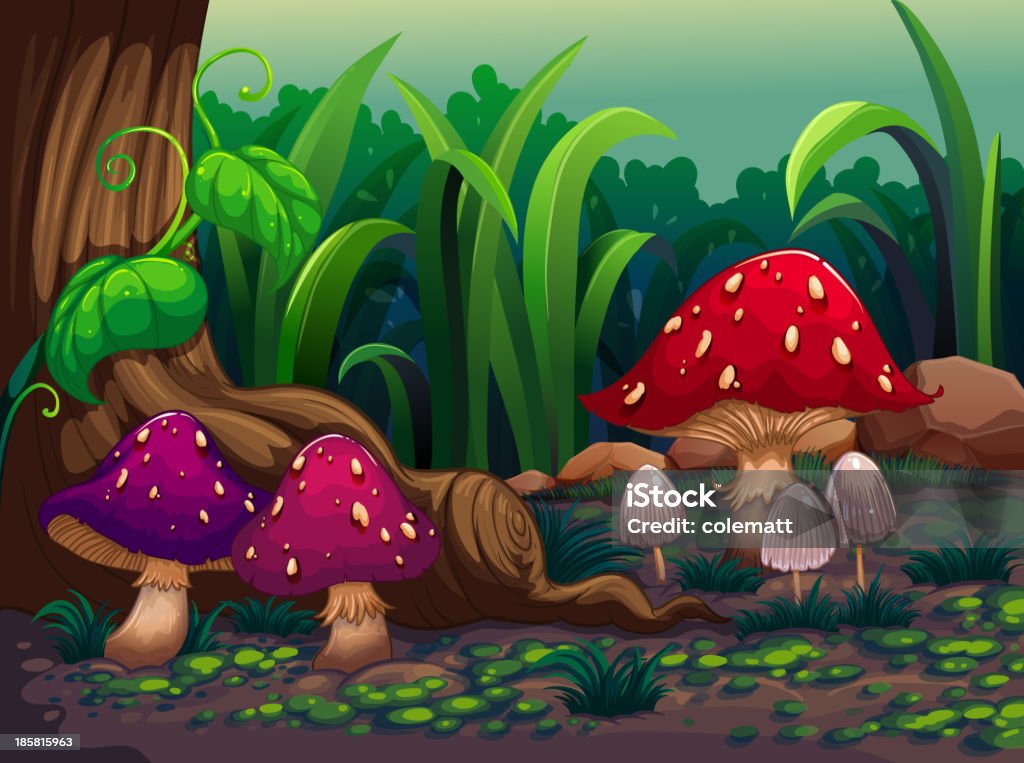 Champignons géant dans la forêt. - clipart vectoriel de Arbre libre de droits