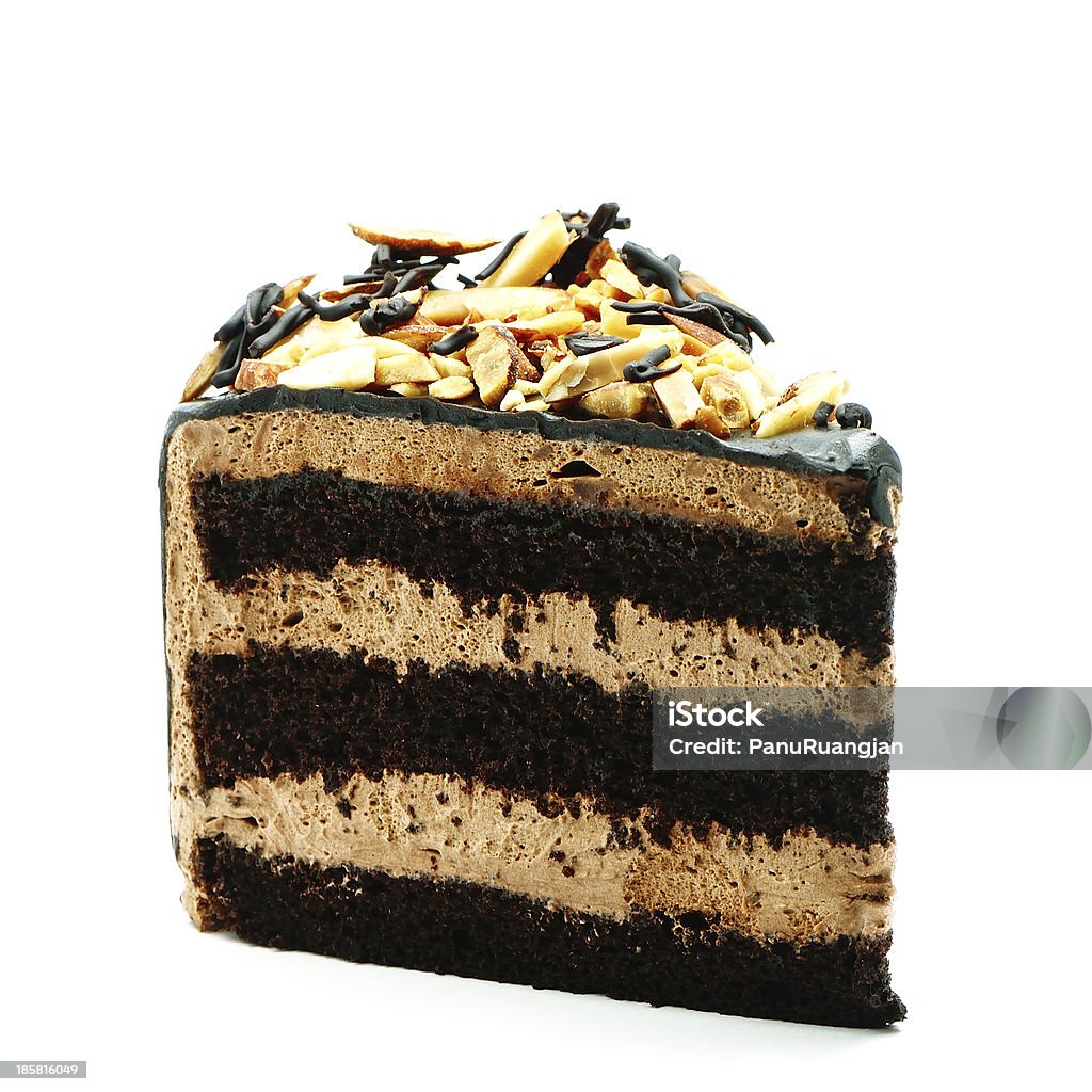 cake slice isolated Chocolate cake slice isolated on white Baked Pastry Item Stock Photo