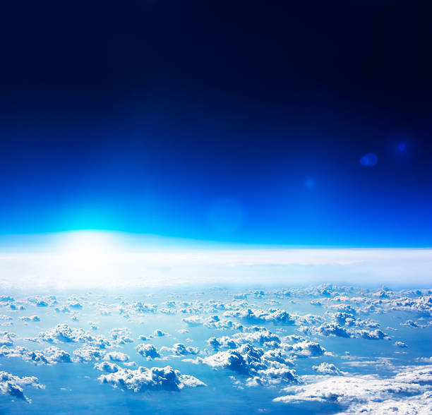 istock Earth Aerial View. Dark Blue Sky and Clouds. 185816273