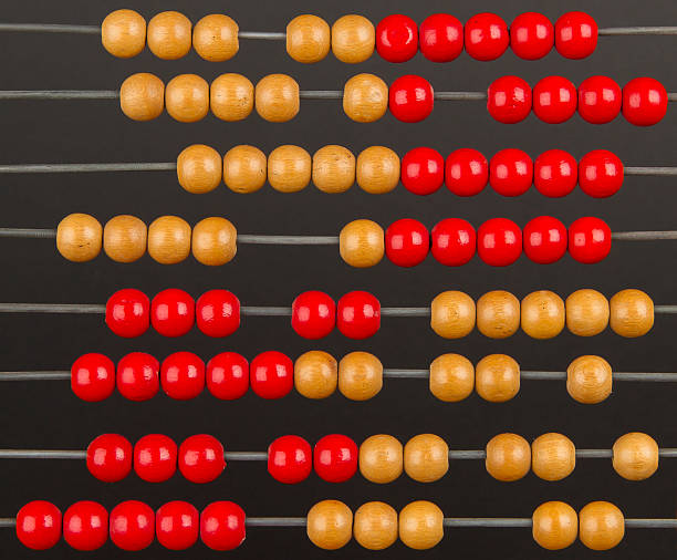 istock Close-up of an old abacus on a grey background 185816456