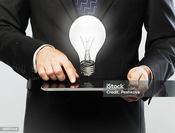 Tablet And Lamp Stock Photo - Download Image Now - Black Color, Boys, Business