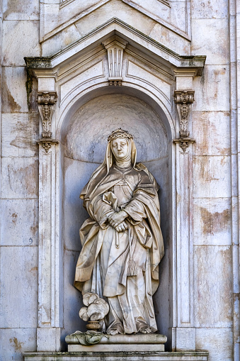 Marble statues of Saint Patrick at the entrance of Armagh Roman Catholic Cathedral, Armagh, Northern Ireland.