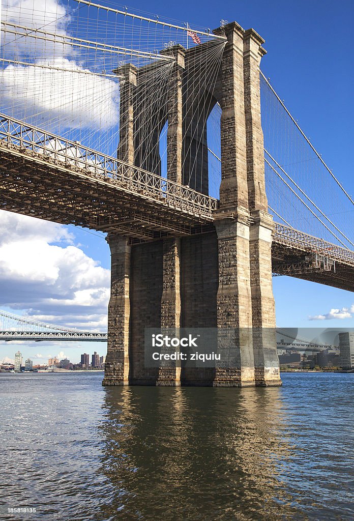 Brooklyn Bridge - Lizenzfrei Amerikanische Flagge Stock-Foto