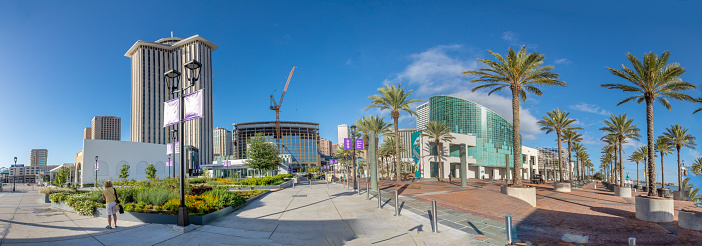 New Orleans, USA - October 26, 2023:  scenic modern harbor promenade in New Orleans.