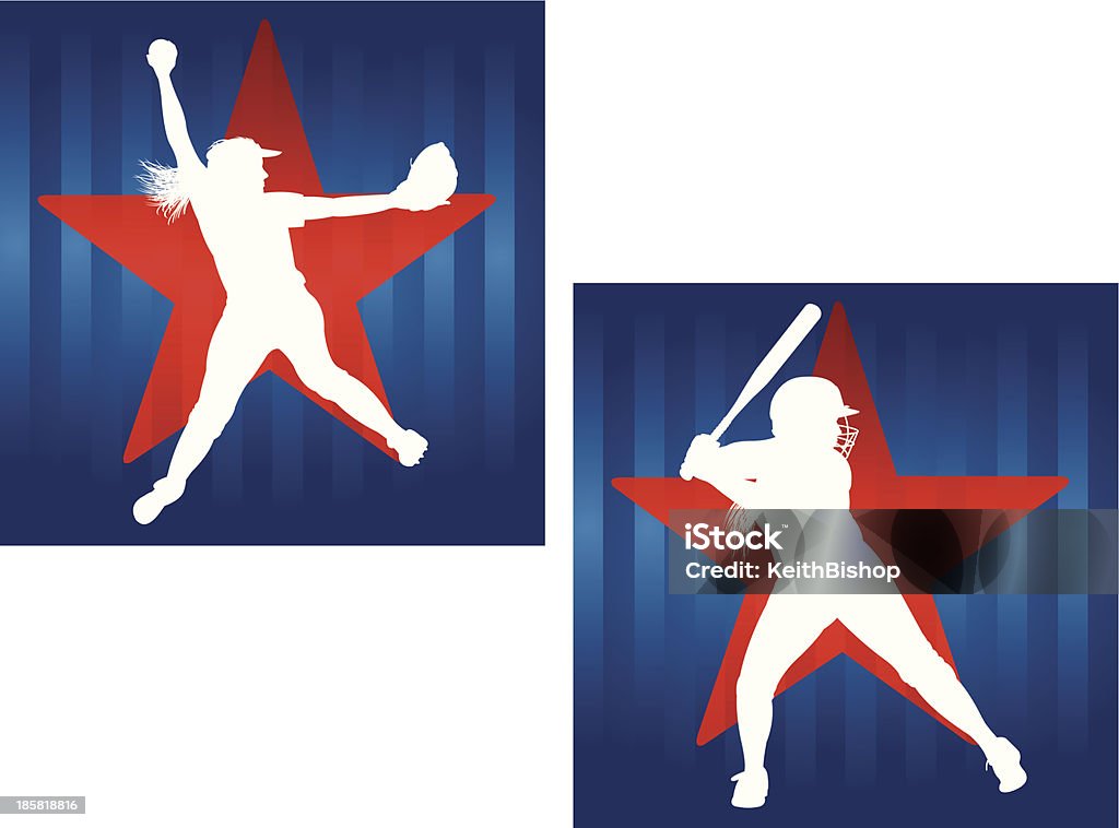 Girls Softball All-Star gráfico-massa, jarra - Vetor de Softbol - Esporte royalty-free