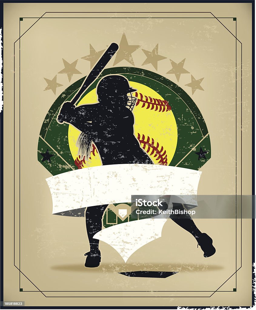 Niñas Softball All-Star fondo Retro-masa empanada - arte vectorial de Pelota de sóftbol libre de derechos