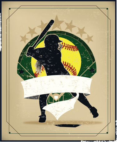 Girls Softball. Graphic retro background Illustration of a Girls Softball Batter, All-Star. Check out my 