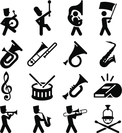 Marching band icons. Professional clip art for your print or Web project. See more icons in this series.