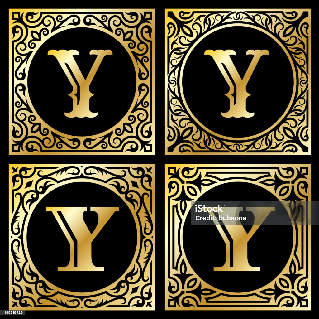 Litera Y w złota Rama - Grafika wektorowa royalty-free (Alfabet)