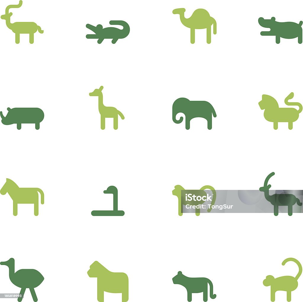 Afrykańskie zwierzęta ikony-kolor serii - Grafika wektorowa royalty-free (Dowcip rysunkowy)