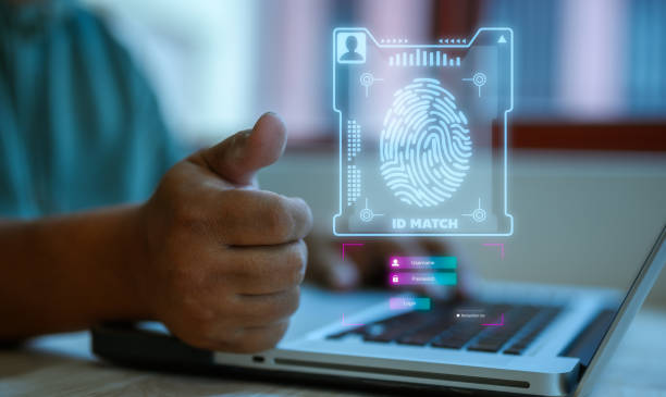 istock Security technology and Cybernetics on the Internet, finger scanning access to security and identification 1858228128
