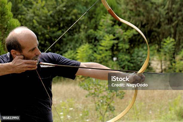 Man Shooting With Bow — стоковые фотографии и другие картинки Archery - Archery, Мужчины, Взрослый