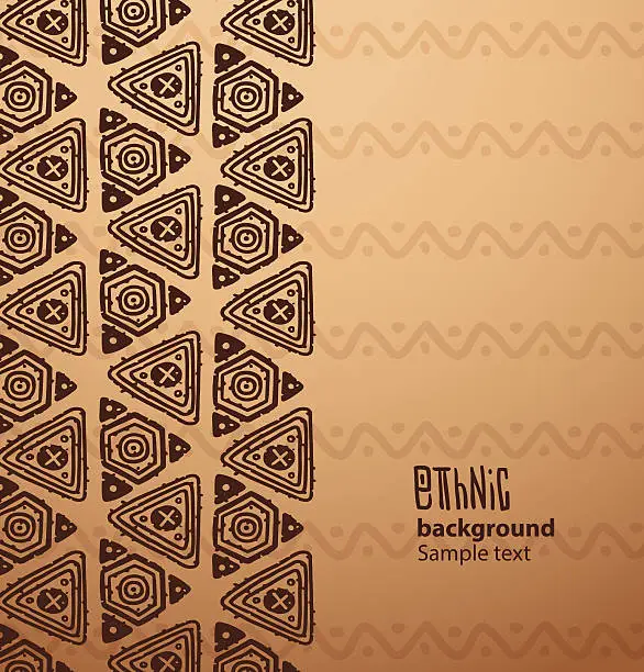 Vector illustration of Ethnic background, brown triangles from the left side