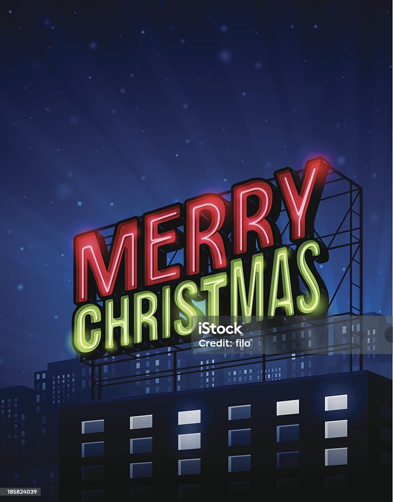 Merry Christmas City - Grafika wektorowa royalty-free (Neon)