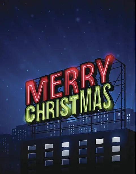 Vector illustration of Merry Christmas City