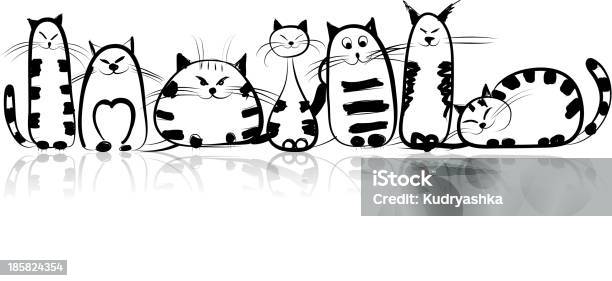 Funny Cats Family For Your Design Stock Illustration - Download Image Now - Domestic Cat, Abstract, Animal